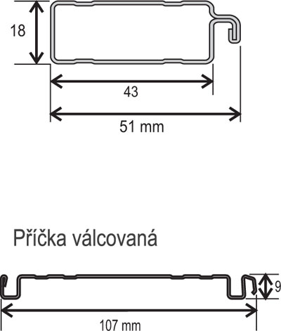 Síť dveřní pantová, profil DV 50 × 20 – výkres