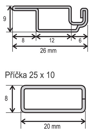 Profil okenní ISSO OV 19×8 a 20×10 – výkres