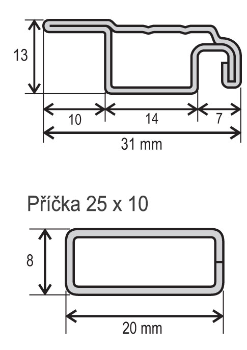 Profil okenní ISSO OV 19×8 a 20×10 – výkres
